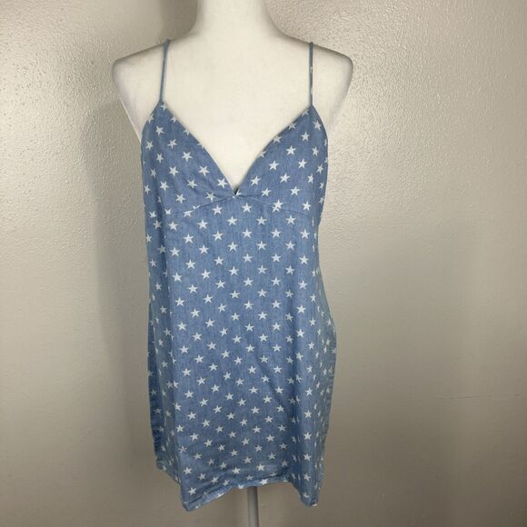 Dainty Hooligan Dress Women Medium Blue Star Print Sweetheart Western Mini - Picture 12 of 12